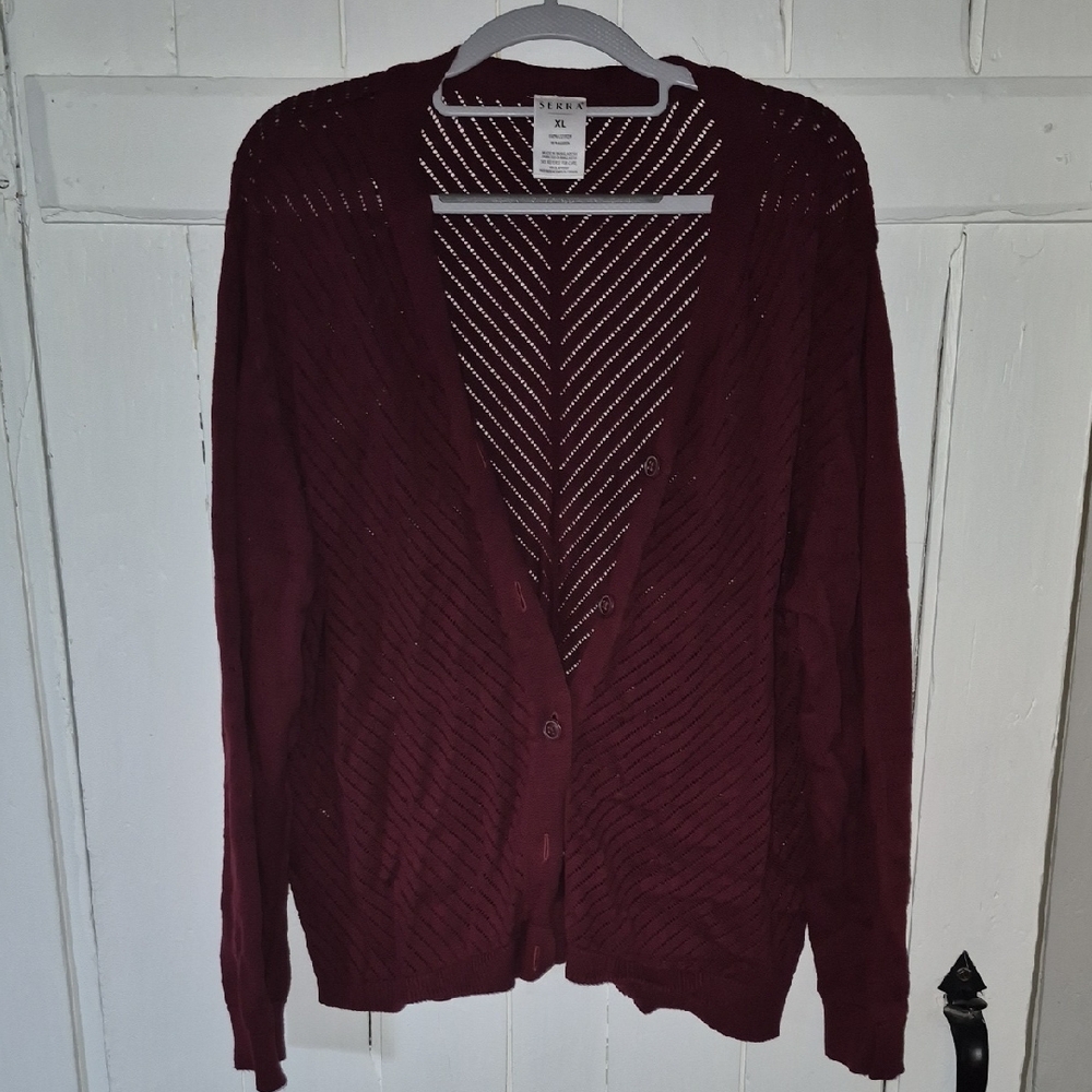Serra XL Maroon Women's Cardigan